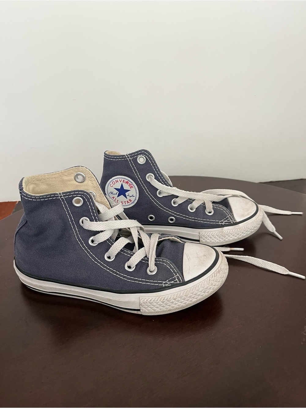 Kids sz 12 Converse High Top Sneakers - Navy Blue with White Accents